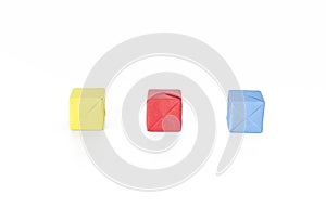 Primary color origami cubes