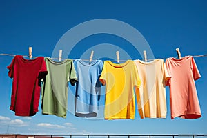 Primary Colored T-Shirts on a clothesline