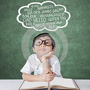 Primary school student learns multilanguage
