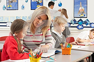 Primary Schoolchildren And Teacher Having A Lesson