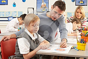 Primary Schoolchildren And Teacher Having A Lesson