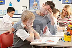 Primary Schoolchildren And Teacher Having A Lesson