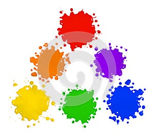 Primary and Secondary Colors in Paint Splatters