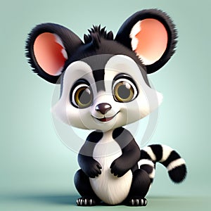 Primate Serenity: 3D Illustration of a Cute Indri