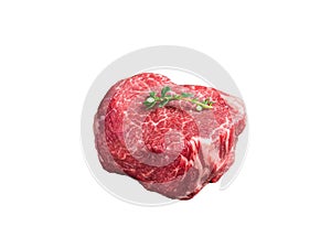 Prime Fillet Mignon Beef steak, Dry aged raw tenderloin meat. Isolated on white background.