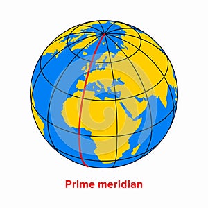 Prime meridian, longitude 0 line in a geographic coordinate system photo