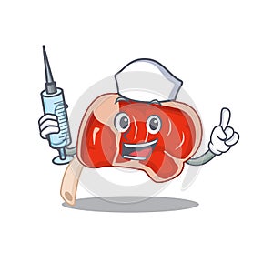 Prime rib humble nurse mascot design with a syringe