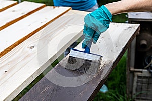 Priming boards for painting with a brush outdoors