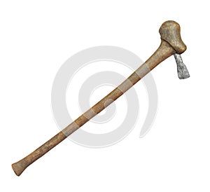 Primitive African axe isolated.