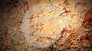 Primitive ancient art on a cave wall