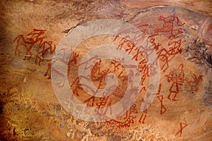 Primitive Art on Cave Wall