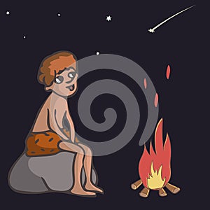 Primitive boy watching stars