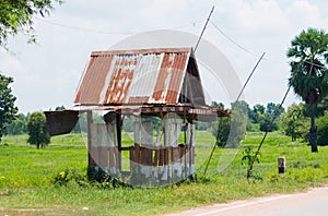 Primitive bus stop shelter in Thailand