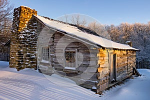 Primitive cabin, Winter scenic, Cumberland Gap National Park