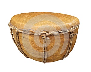 Primitive hand drum isolated.