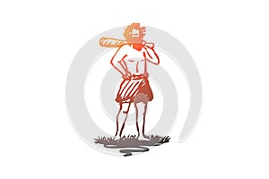 Primitive, man, caveman, ancient, neanderthal concept. Hand drawn isolated vector.