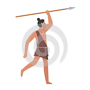 Primitive man hunting with arrow