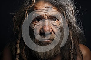 Primitive Neanderthal prehistoric man. Generate Ai