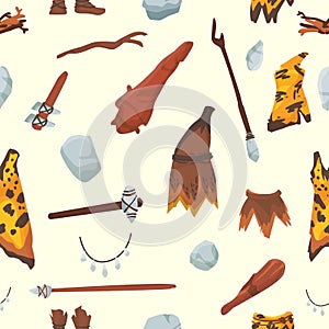 Primitive people stoneage aboriginal primeval historic hunting stoneage caveman people weapon and house life symbols