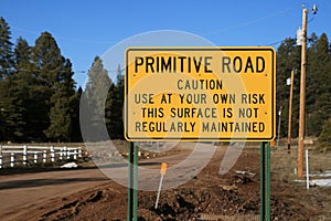 Primitive road sign