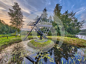 Primitive wooden Tjasker windmill