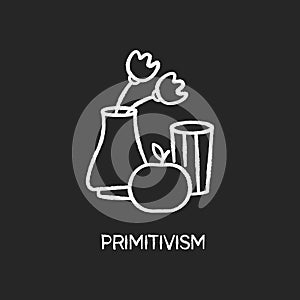 Primitivism chalk white icon on black background