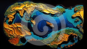 Primordial Pangea: A Glimpse of Earth Before the Continents Drifted Apart, Made with Generative AI photo
