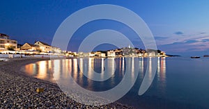 Primosten Old Town night view, Croatia