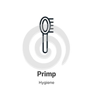 Primp outline vector icon. Thin line black primp icon, flat vector simple element illustration from editable hygiene concept