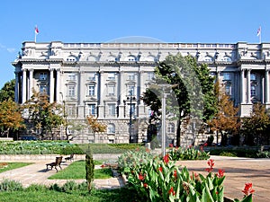 Princ Milos Street in Belgrade, Serbia. Building of Ministry of defence.