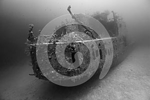Prince Albert wreck in black and white photo