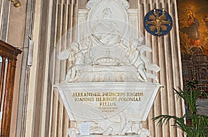 Prince Alexander Sobieski sarcophagi in Rome, Italy.