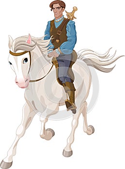 Prince Charming riding on a horse