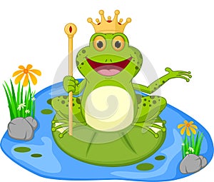 Prince frog cartoon presenting