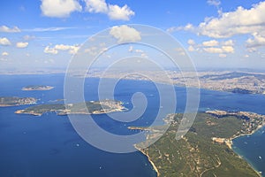 Prince islands from sky Buyukada, heybeliada, and burgazada res photo