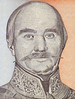 Prince Milos Obrenovic I of Serbia a portrait from Yugoslavian money