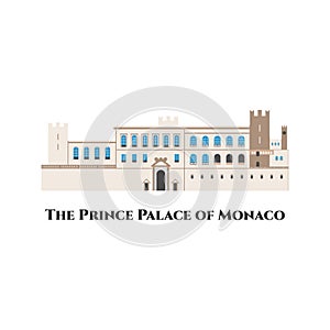 Prince`s Palace in Monaco. City architecture. Flat cartoon style historic sight showplace attraction web site vector illustration photo