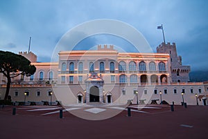 Prince`s Palace in Monaco at night