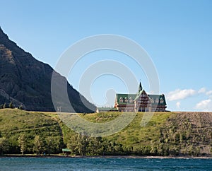 Prince of Wales Hotel Photographed from Waterton Lake, Alberta