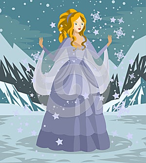 Princess beautiful lady in snow scene