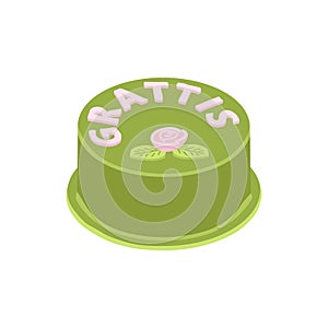 Princess cake isometric icon - vector illustration