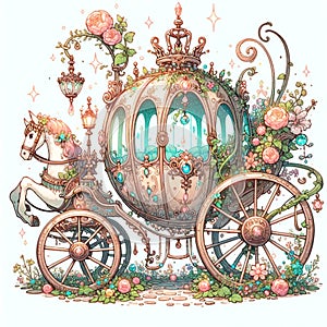 Framed Whimsy: Princess Carriage in Enchanted Bloom photo