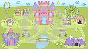 Princess castle play mat activity game for girls.