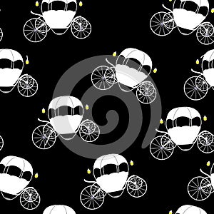 Princess Cinderella Fairytale Carriage. Seamless Pattern. Vector