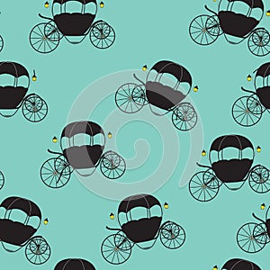 Princess Cinderella Fairytale Carriage. Seamless Pattern. Vector