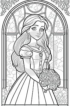 princess coloring page for adults simple cute Generative Art