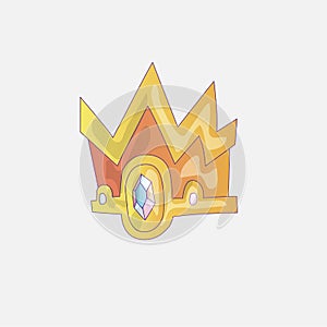 Princess crown icon with gems and diamonds. Gold princess crown. Girly Princess Royalty Crown with Jewels