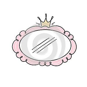 Princess crown mirror doodle frame