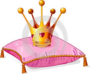 Princess crown on the pink pillow