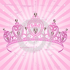 Princess Crown on radial grange background